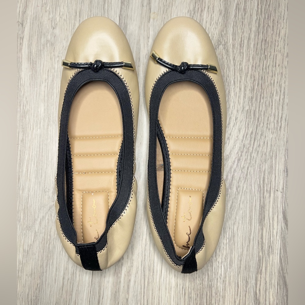 Me Too Faux Leather Flats Ballet Brown & Black Sz 7.5M Casual Office comfy